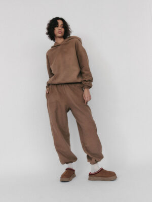 spodnie dresowe z wysokim stanem SMOOTH COTTON milk chocolate