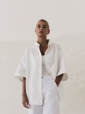 koszula oversize z krótkim rękawem COFFRE off-white