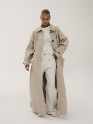 bawełniany prochowiec oversize BOUFF sandy beige