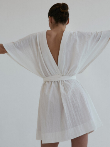 sukienka krotka typu kimono GATINHO off white